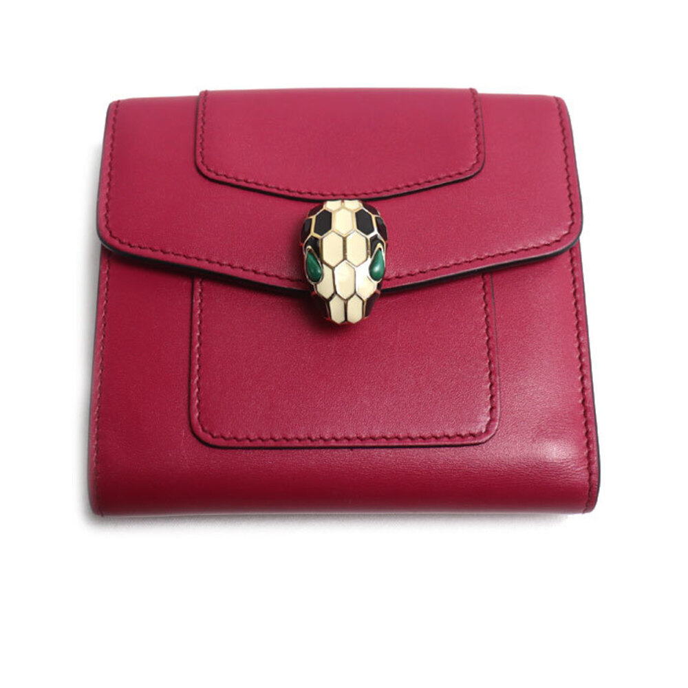 BVLGARI Serpenti Forever Compact Wallet Tri-fold Pink x Purple 287163 Women's